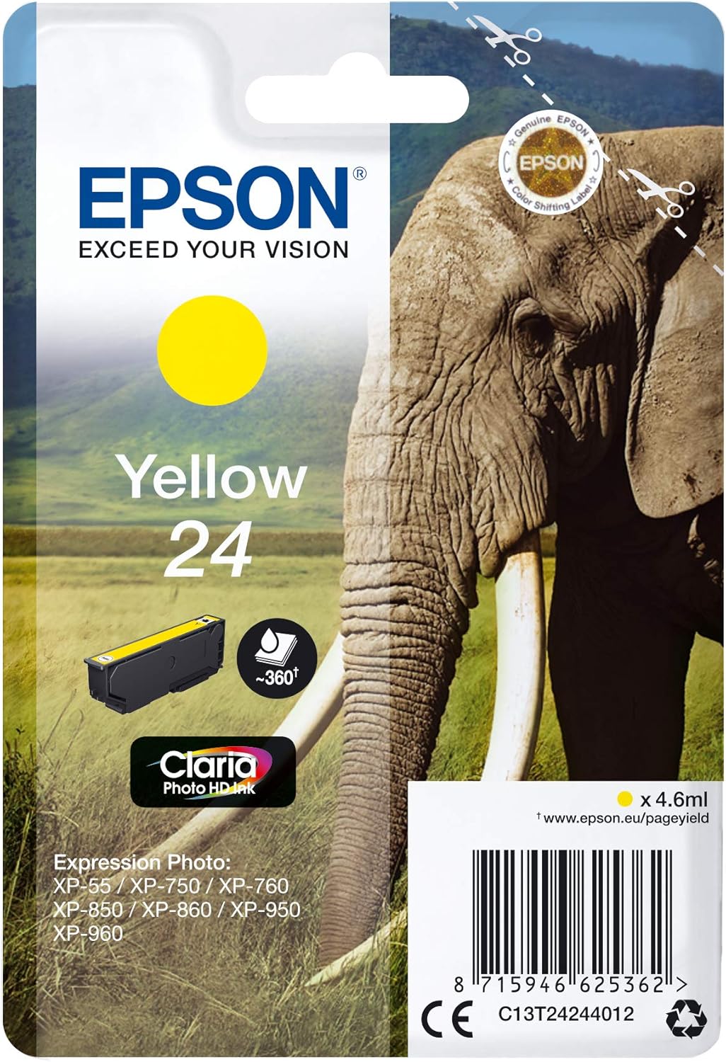 Tinteiro Epson 24 Amarelo 4.6ml Original - Imagem 1