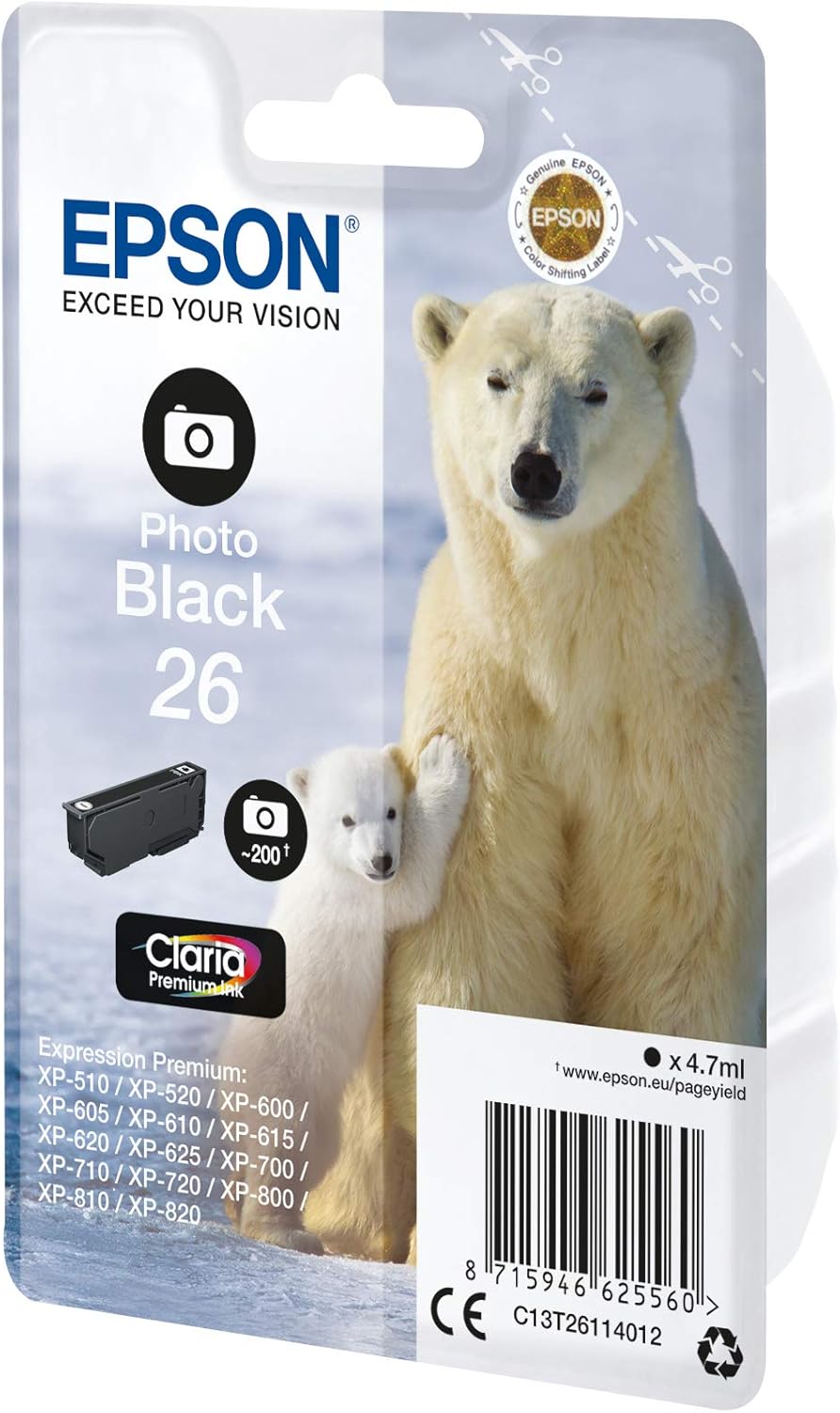 Tinteiro Epson 26 Preto Foto 4.7ml Original - Imagem 2