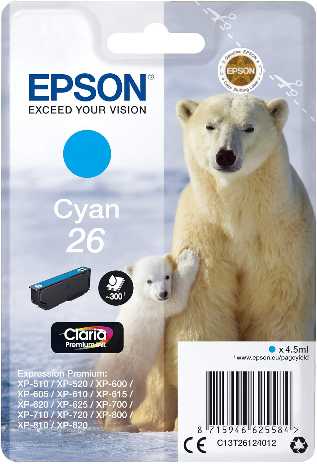 Tinteiro Epson 26 Ciano 4.5 ml Original - Imagem 1