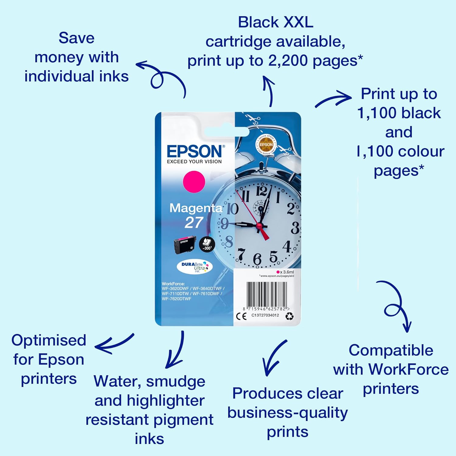 Tinteiro Epson 27 Magenta 3.6ml Original - Imagem 2