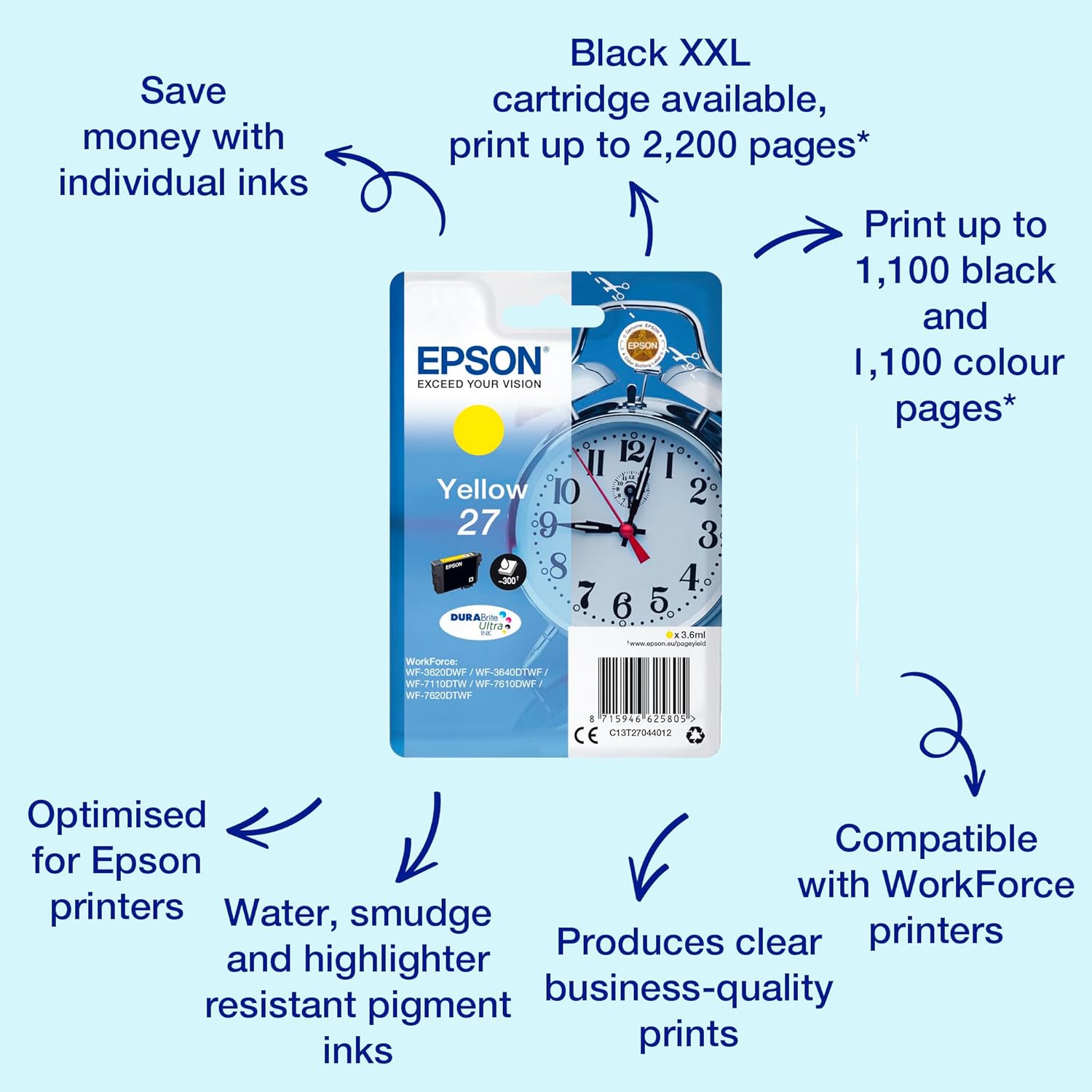 Tinteiro Epson 27 Amarelo 3.6 ml Original - Imagem 2