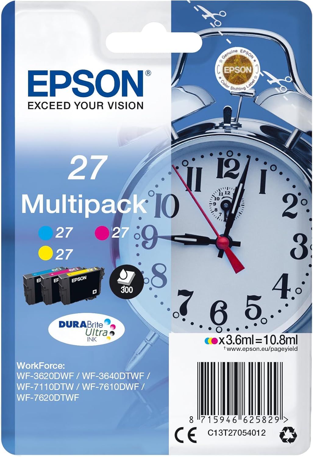 Pack 3 Tinteiros Epson 27 Amarelo Cyan Magenta