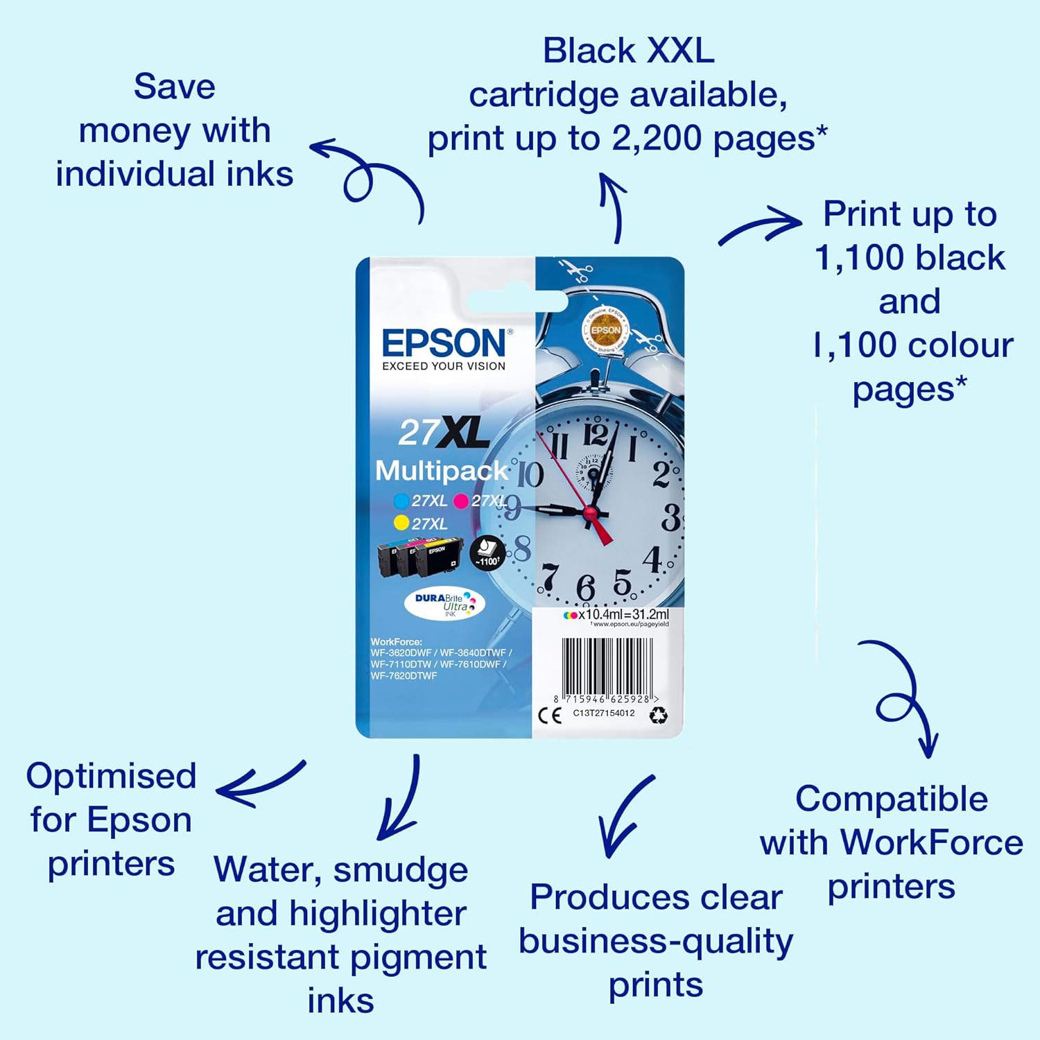 Tinteiro Multipack Epson 27XL XL Cores Original - Imagem 2