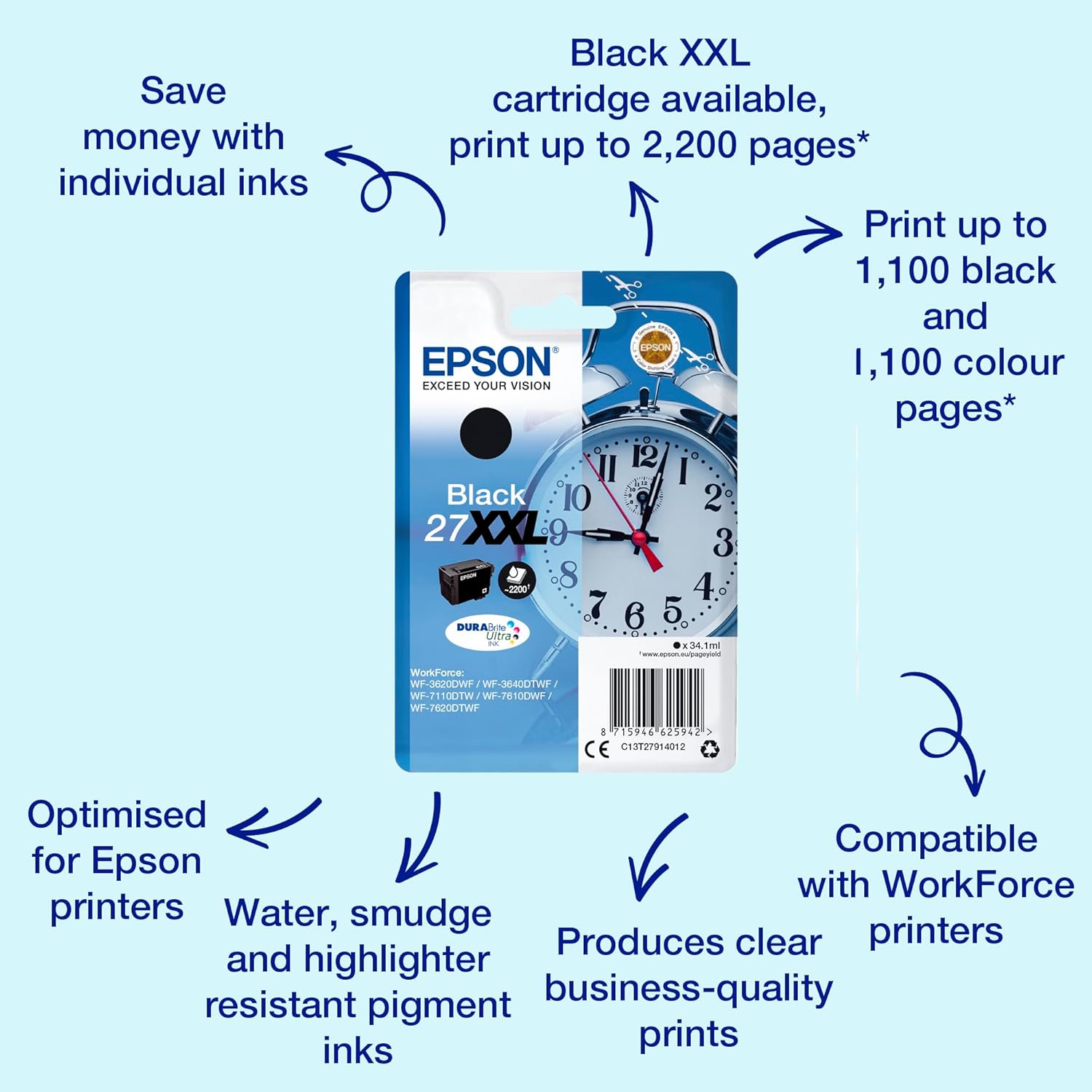 Tinteiro Epson 27XXL Preto Original - Imagem 2