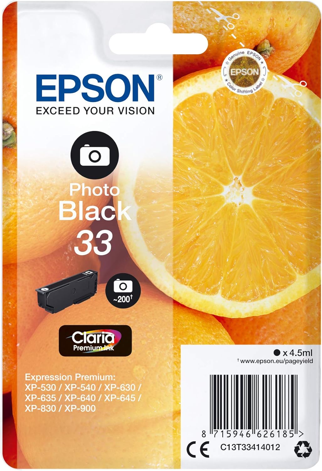 Tinteiro Epson 33 Preto Foto 4.5 ml Original - Imagem 1