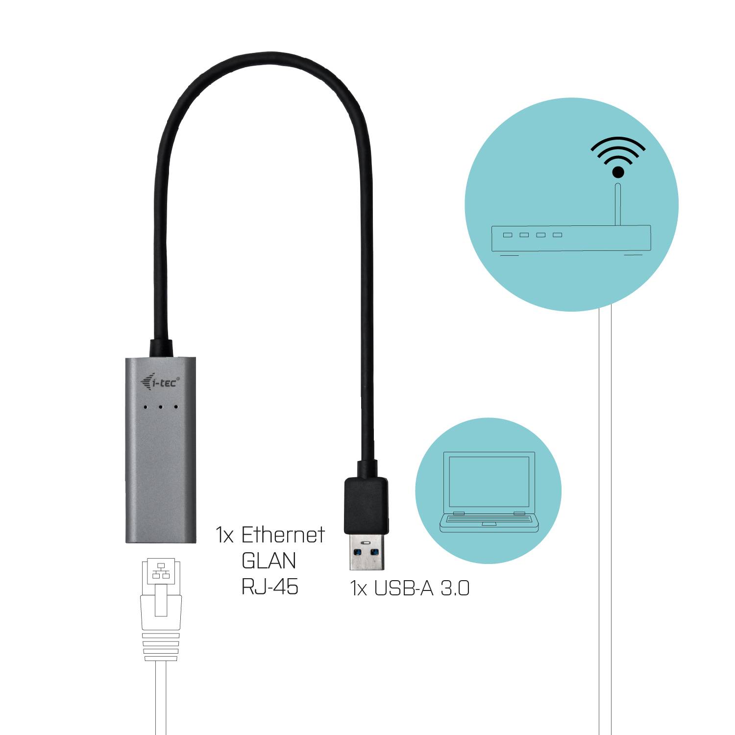 Adaptador de Rede i-Tec USB 3.0 Gigabit Metal Cinzento Espaço - Imagem 4