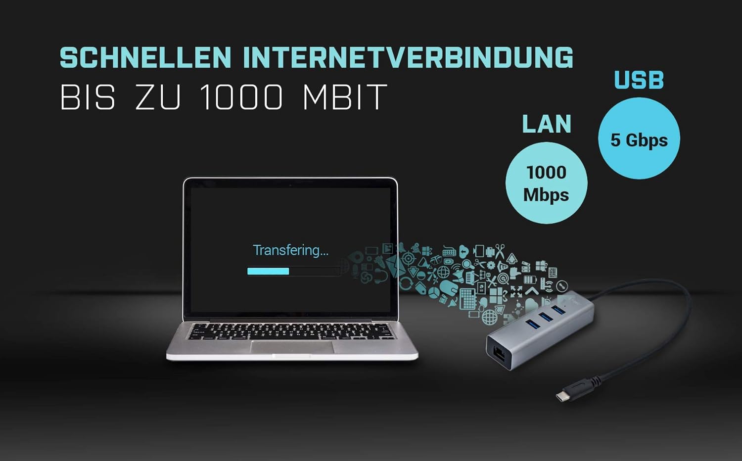 Hub i-Tec USB-C 3 Portas USB 3.0 Ethernet Gigabit Metal - Imagem 4
