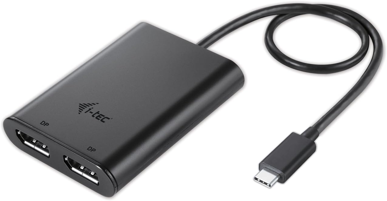 Adaptador Vídeo Externo I-TEC USB-C 3.1 2x DisplayPort 4K Ultra HD Compatível Thunderbolt 3 Preto