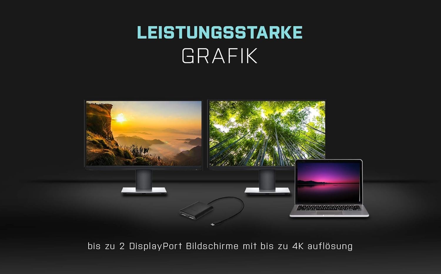Adaptador Vídeo Externo I-TEC USB-C 3.1 2x DisplayPort 4K Ultra HD Compatível Thunderbolt 3 Preto - Imagem 3