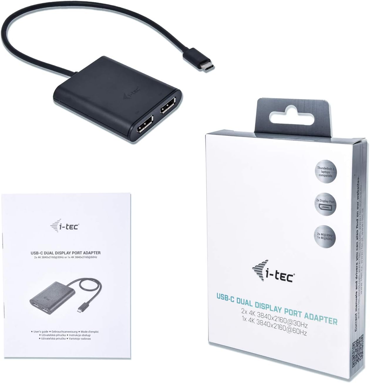 Adaptador Vídeo Externo I-TEC USB-C 3.1 2x DisplayPort 4K Ultra HD Compatível Thunderbolt 3 Preto - Imagem 9