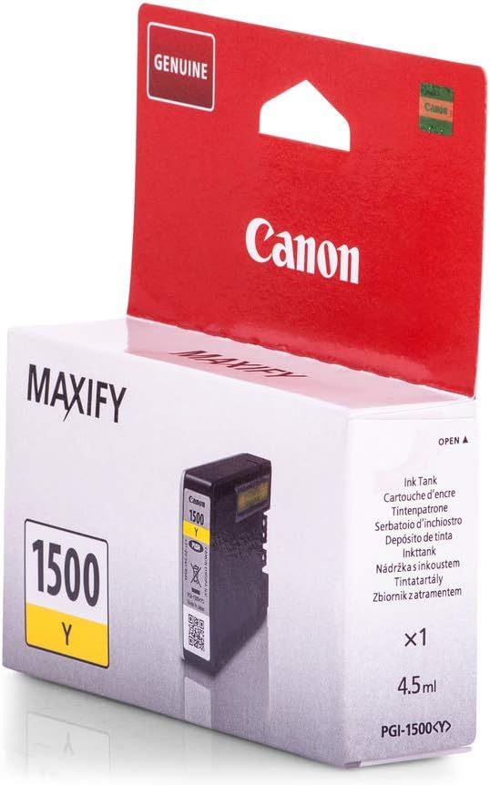 Tinteiro Canon PGI-1500 Y Amarelo Original 4.5ml 300 Páginas para MAXIFY MB2050 MB2150 MB2155 MB2350 MB2750 MB2755 - Imagem 2