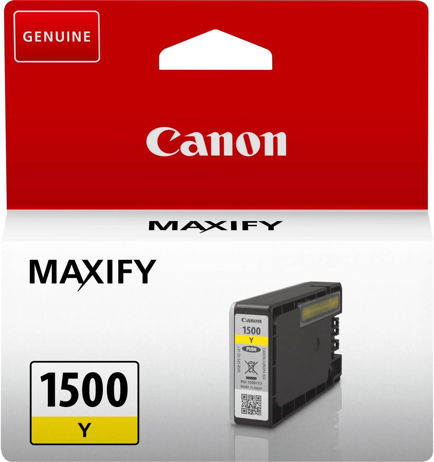 Tinteiro Canon PGI-1500 Y Amarelo Original 4.5ml 300 Páginas para MAXIFY MB2050 MB2150 MB2155 MB2350 MB2750 MB2755