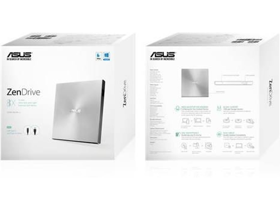 Gravador DVD Externo ASUS ZenDrive U9M Prata - Imagem 6