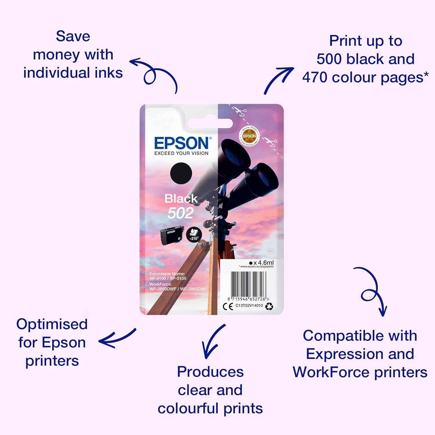 Tinteiro Epson 502 Preto 4.6 ml Original - Imagem 2