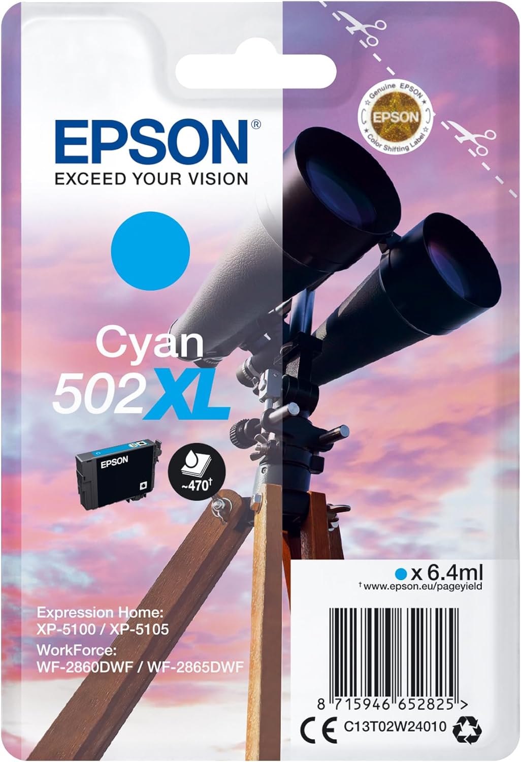 Tinteiro Epson 502XL Cyan Alta Capacidade Original