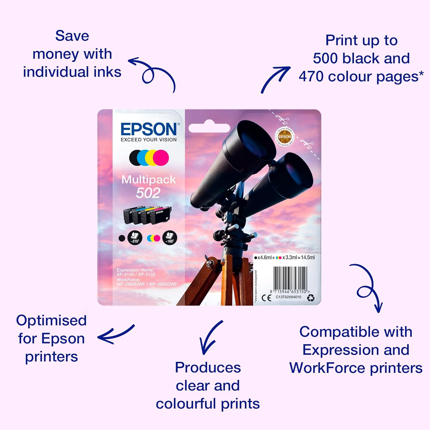 Tinteiros Epson 502 Multipack 4 Cores Original - Imagem 2