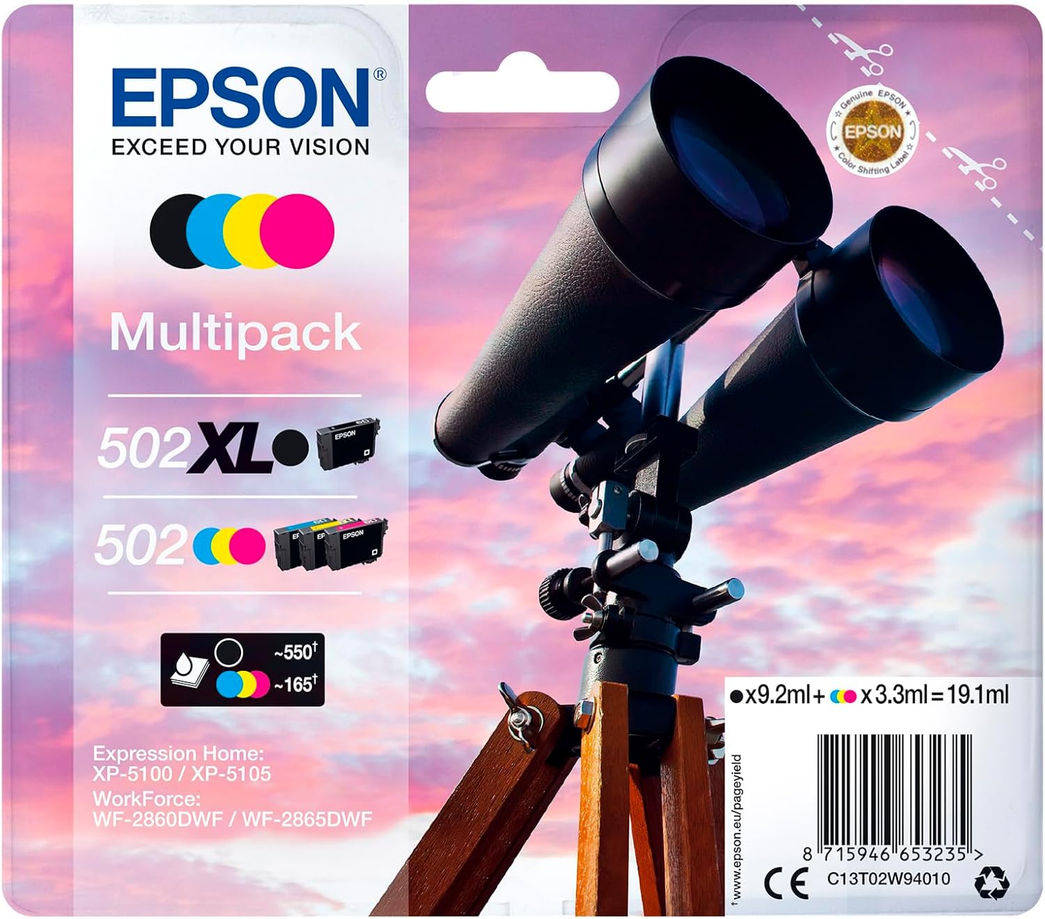 Pack Tinteiros Epson 502XL XL 4 Cores Original - Imagem 1