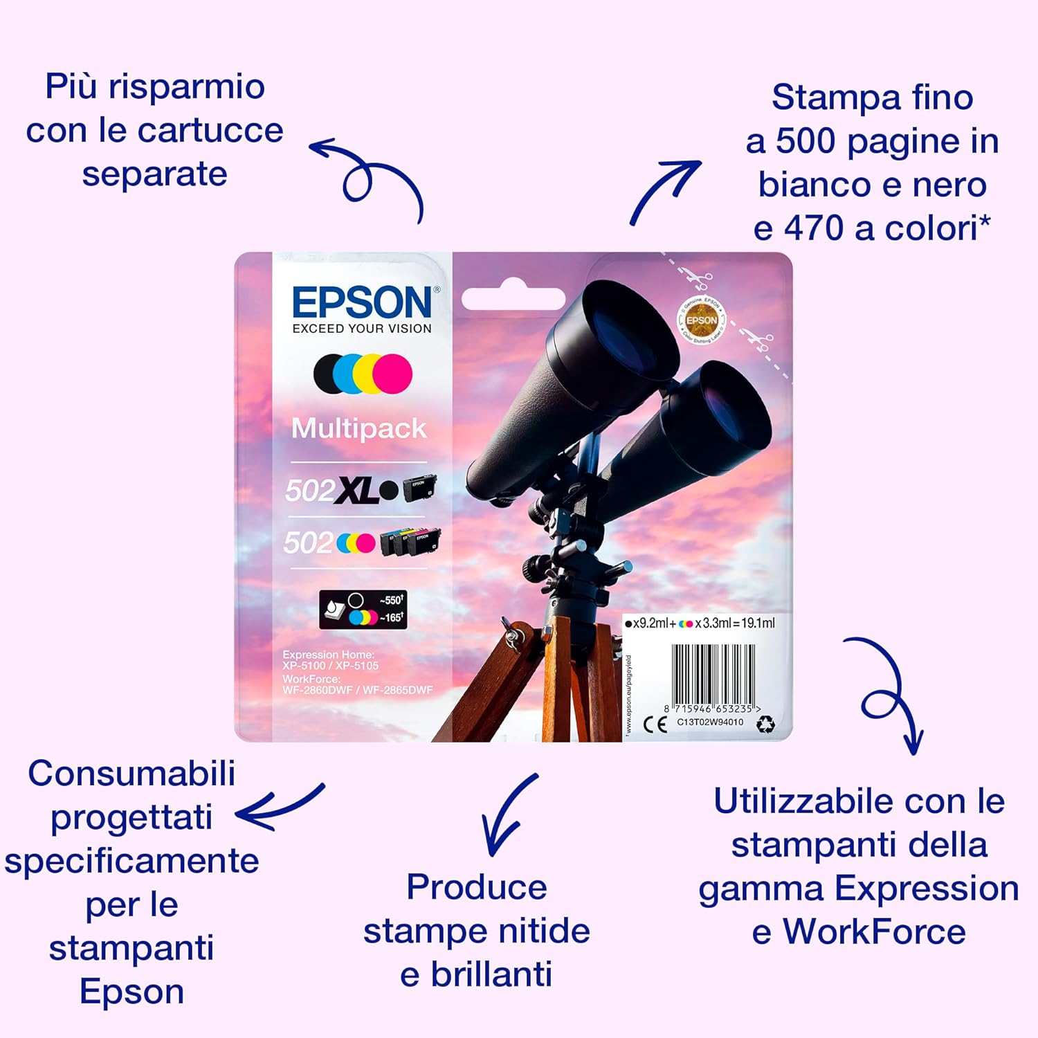 Pack Tinteiros Epson 502XL XL 4 Cores Original - Imagem 2