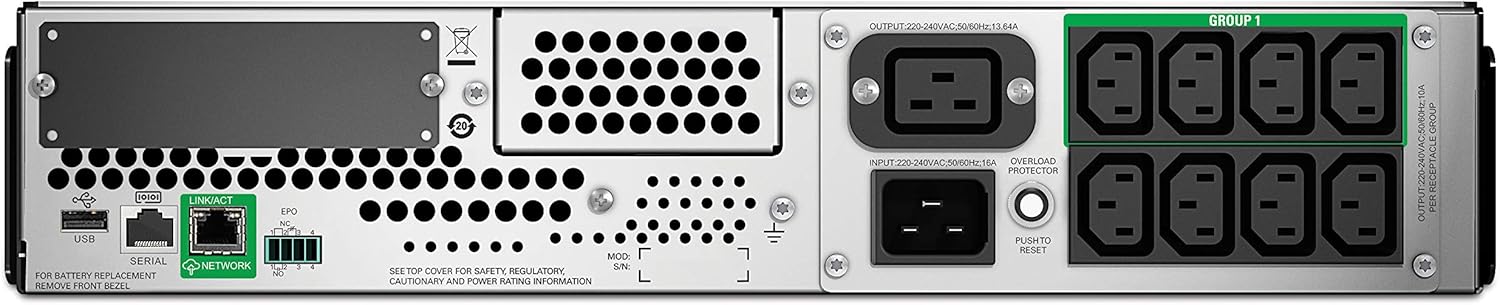 APC Smart-UPS SMT 2200VA LCD RM with SmartConnect - UPS (montável em bastidor) - AC 230 V - 1980 Watt - 2200 VA - RS-232, USB - conectores de saída: 9 - 2U - para P/N: AR3003, AR3003SP, AR3006, AR3006SP, AR3103, AR3103SP, AR3106, AR3106SP, AR9300SP - Imagem 2