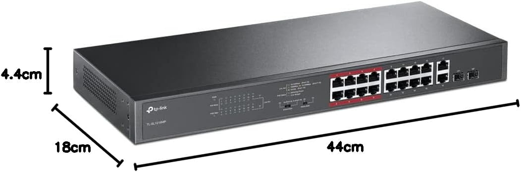 Switch PoE+ TP-LINK 16 Portas 10/100Mbps (192W) c/ Uplink 2x Gigabit RJ45 e 2x Slots Combo SFP - Imagem 4