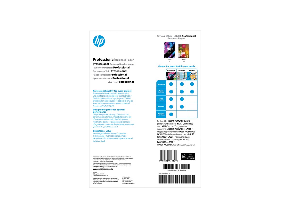 Papel Fotográfico HP Professional Brilhante A4 180g 150 Folhas