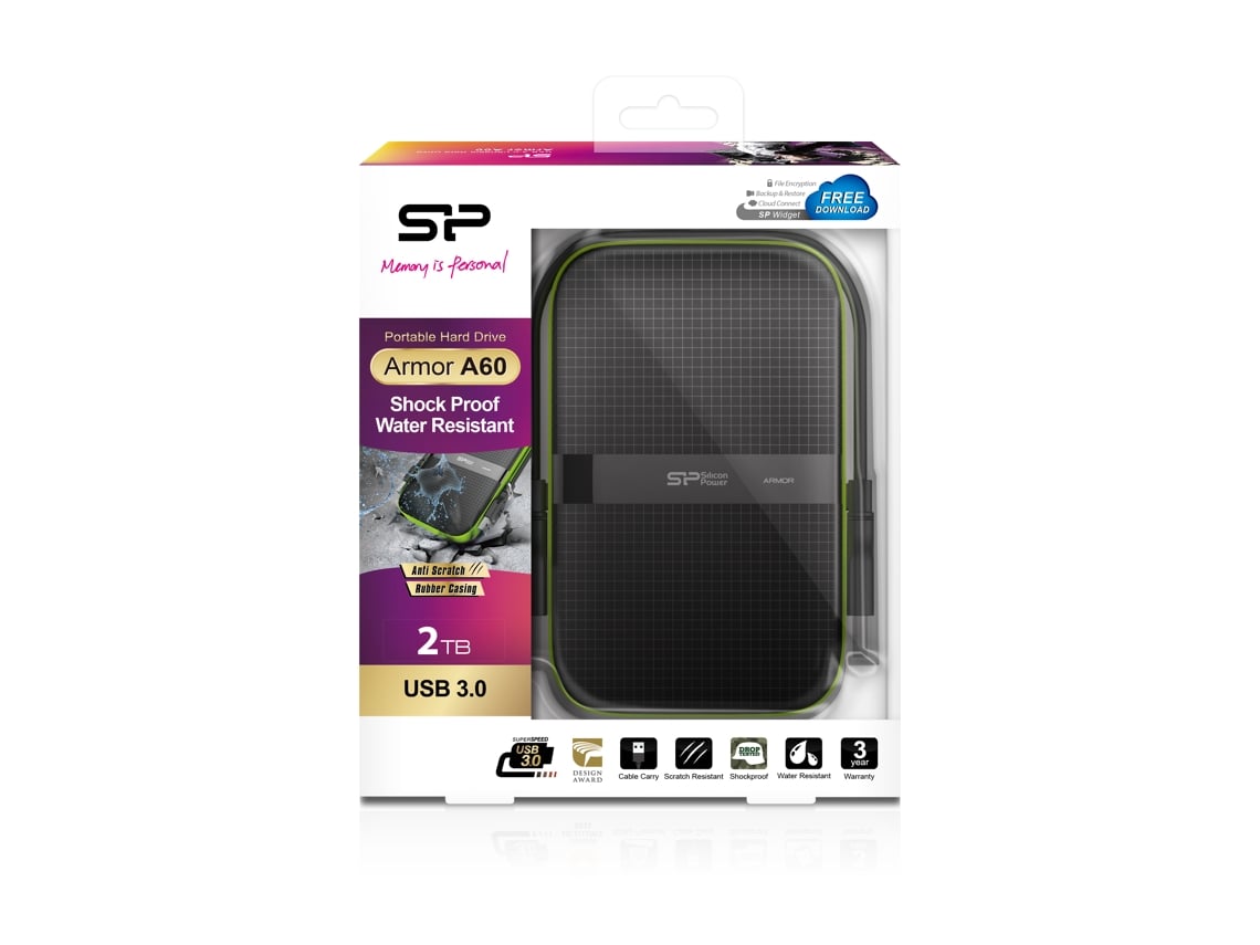 Disco Externo SILICON POWER Armor A60 2 TB USB 3.0 Preto - Imagem 4