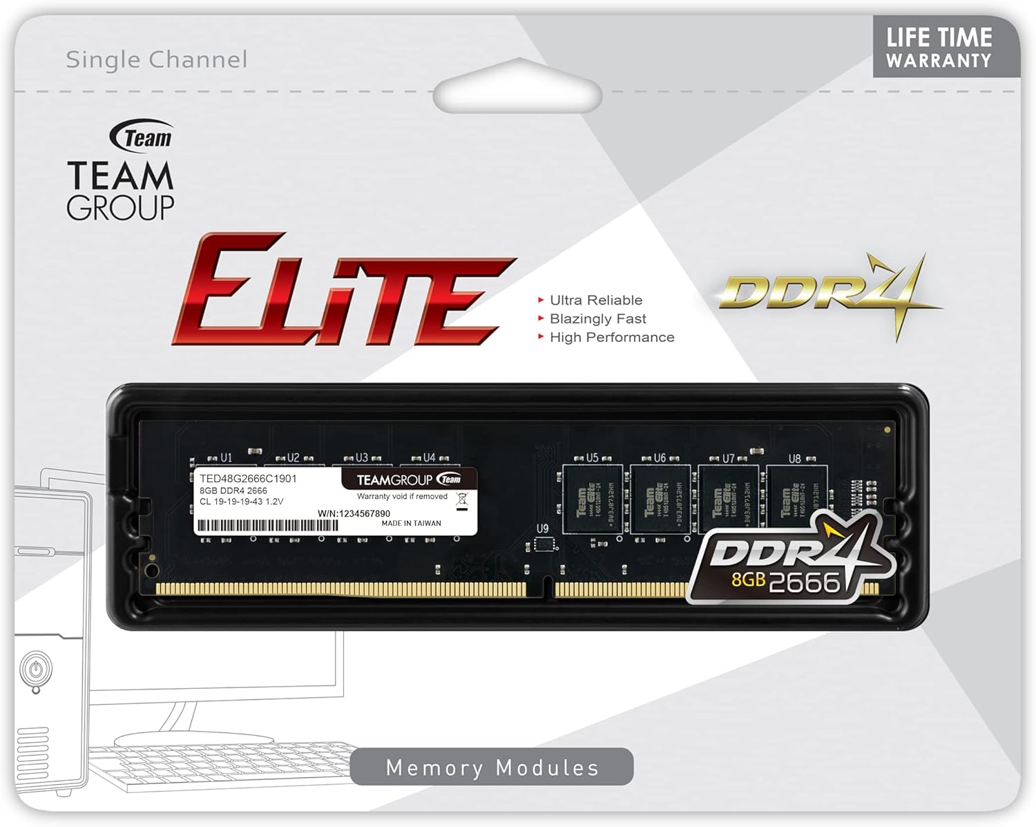 Memória RAM Team Elite DDR4 8GB 2666MHz - Imagem 4
