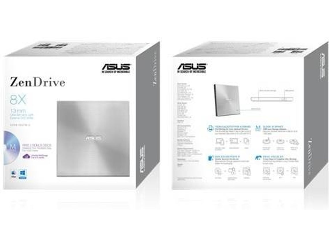 Gravador DVD Externo ASUS ZenDrive U7M USB 2.0 Prata - Imagem 4