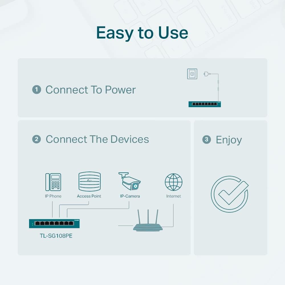 Switch TP-Link Easy Smart TL-SG108PE 8 Portas Gigabit PoE+ 64W - Imagem 6