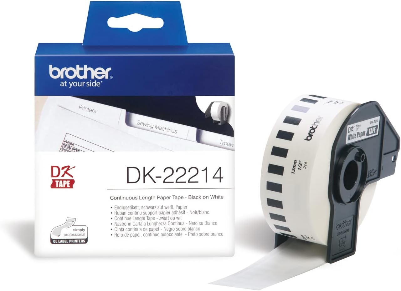 Rolo Etiquetas Contínuas Brother DK-22214 12mm Branco - Imagem 3