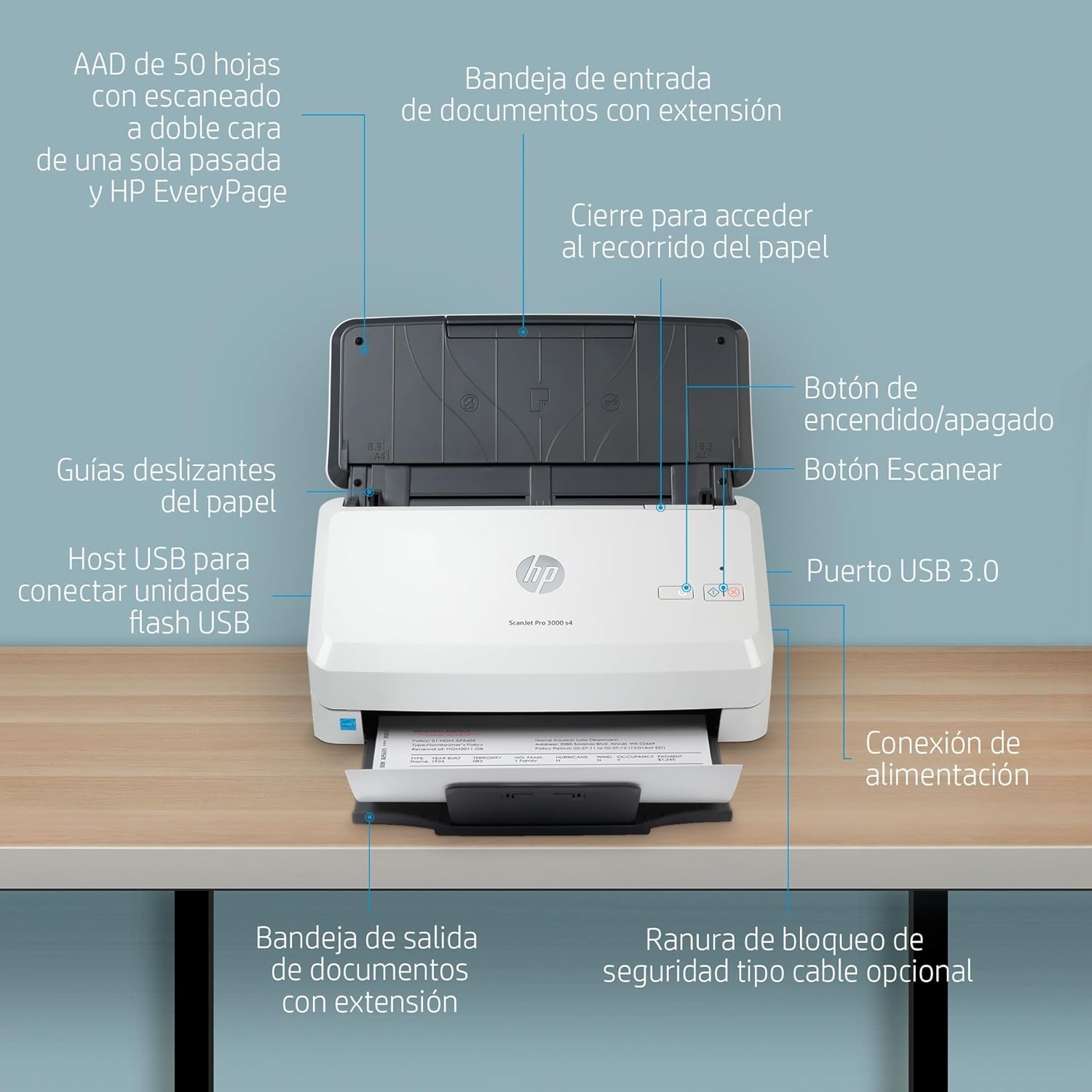 Scanner Profissional HP Scanjet Pro 3000 s4 Duplex 40 ppm ADF 50 - Imagem 7