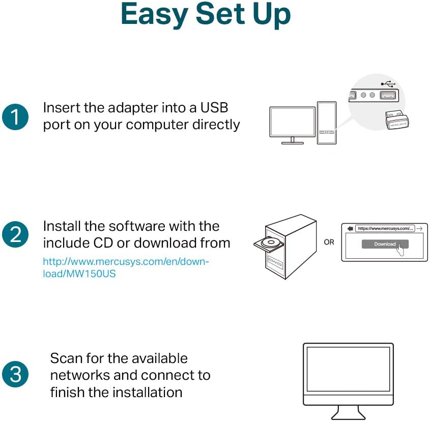 Adaptador Wireless Mercusys MW150US USB - Imagem 5
