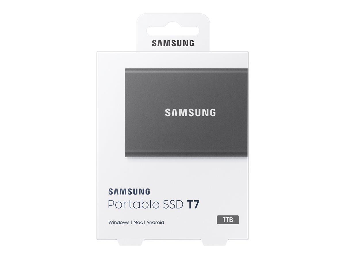 SSD Externo Portátil Samsung T7 MU-PC1T0T 1TB USB 3.2 Gen 2 USB-C 256-bit AES Encriptado Cinzento Titã - Imagem 4