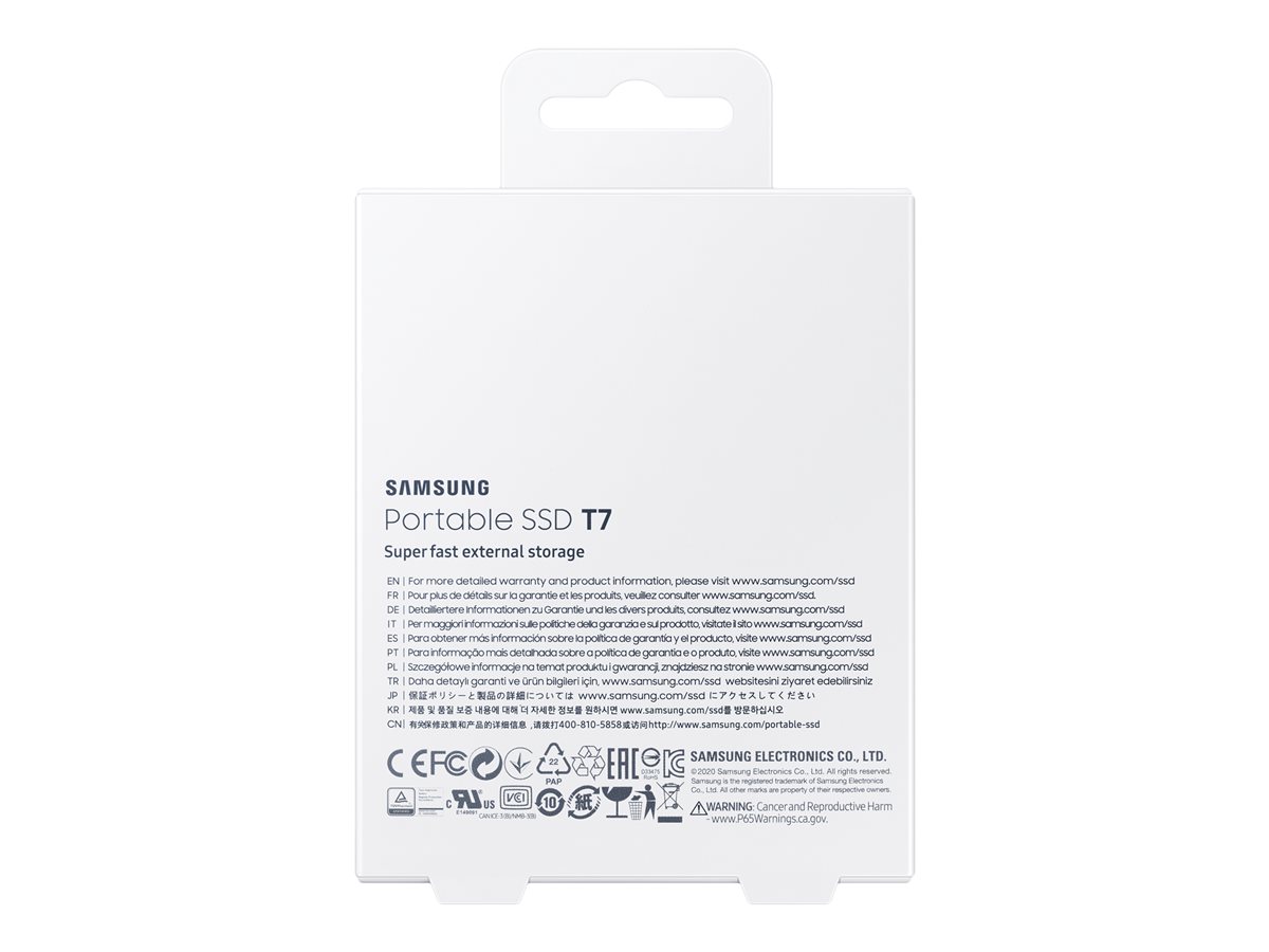 SSD Externo Portátil Samsung T7 MU-PC1T0T 1TB USB 3.2 Gen 2 USB-C 256-bit AES Encriptado Cinzento Titã