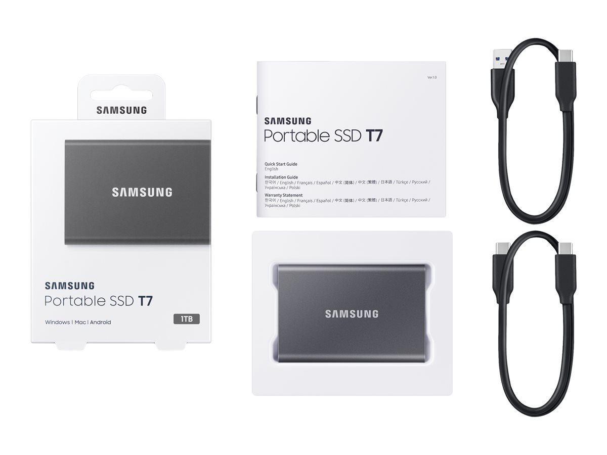 SSD Externo Portátil Samsung T7 MU-PC1T0T 1TB USB 3.2 Gen 2 USB-C 256-bit AES Encriptado Cinzento Titã - Imagem 12