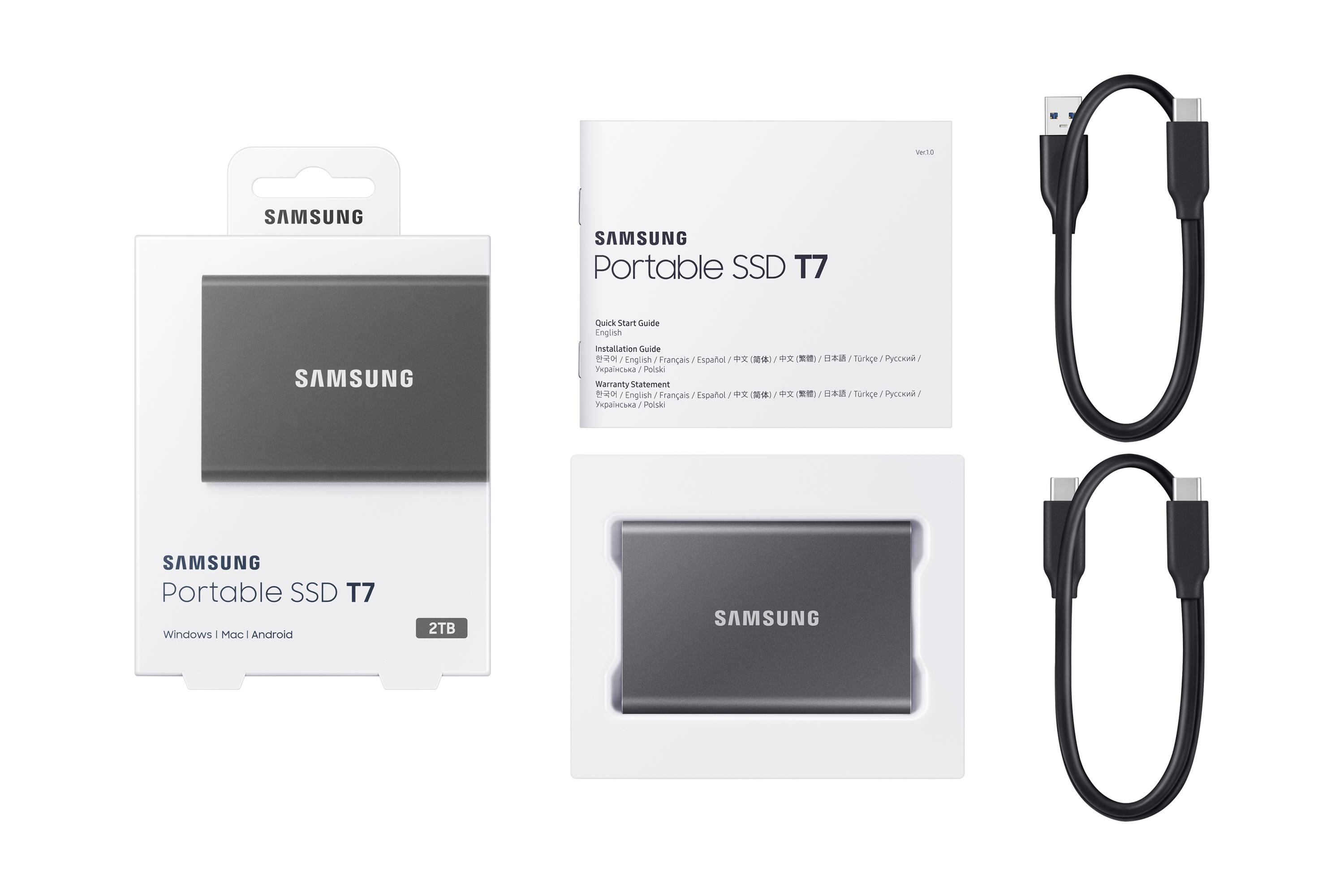 Disco SSD Portátil SAMSUNG T7 MU-PC2T0T 2TB Encriptado AES 256-bits USB 3.2 Gen 2 USB-C Cinzento Titã - Imagem 12