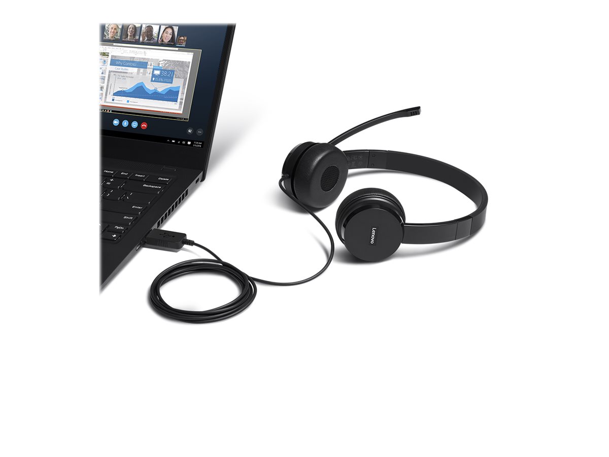 Auscultadores Lenovo 100 USB Preto - Imagem 3