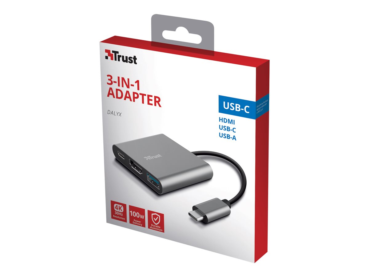 Adaptador Hub Trust Dalyx USB-C 3-em-1 HDMI