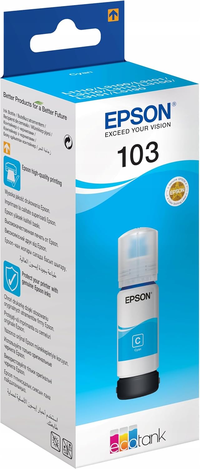 Garrafa de Tinta Epson 103 65 ml Cyan Original - Imagem 2