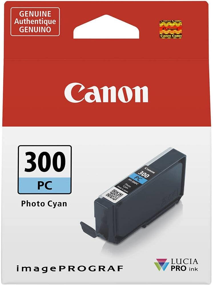 Tanque de Tinta Canon PFI-300 PC Ciano de Foto Original para imagePROGRAF PRO-300 - Imagem 2
