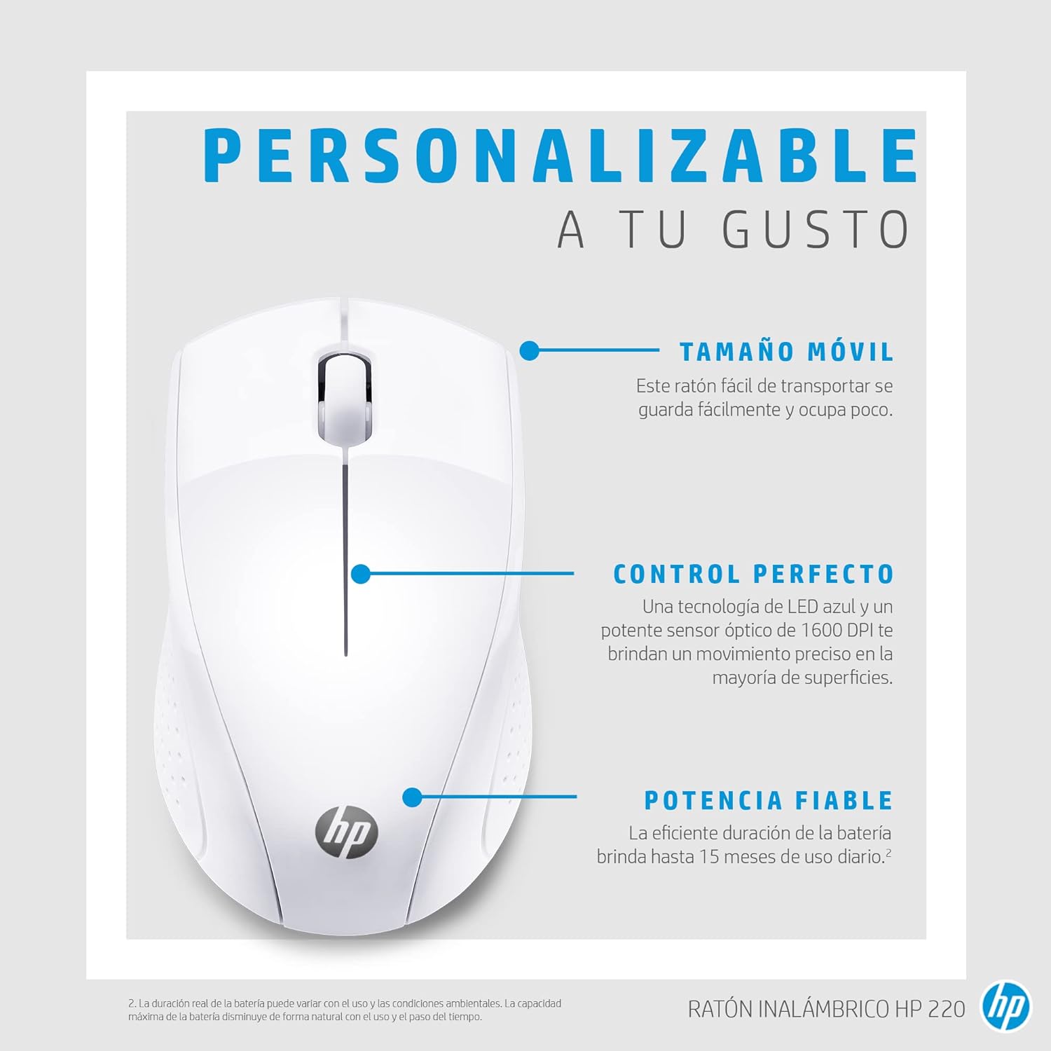 Rato HP 220 Sem Fios Branco Neve - Imagem 4