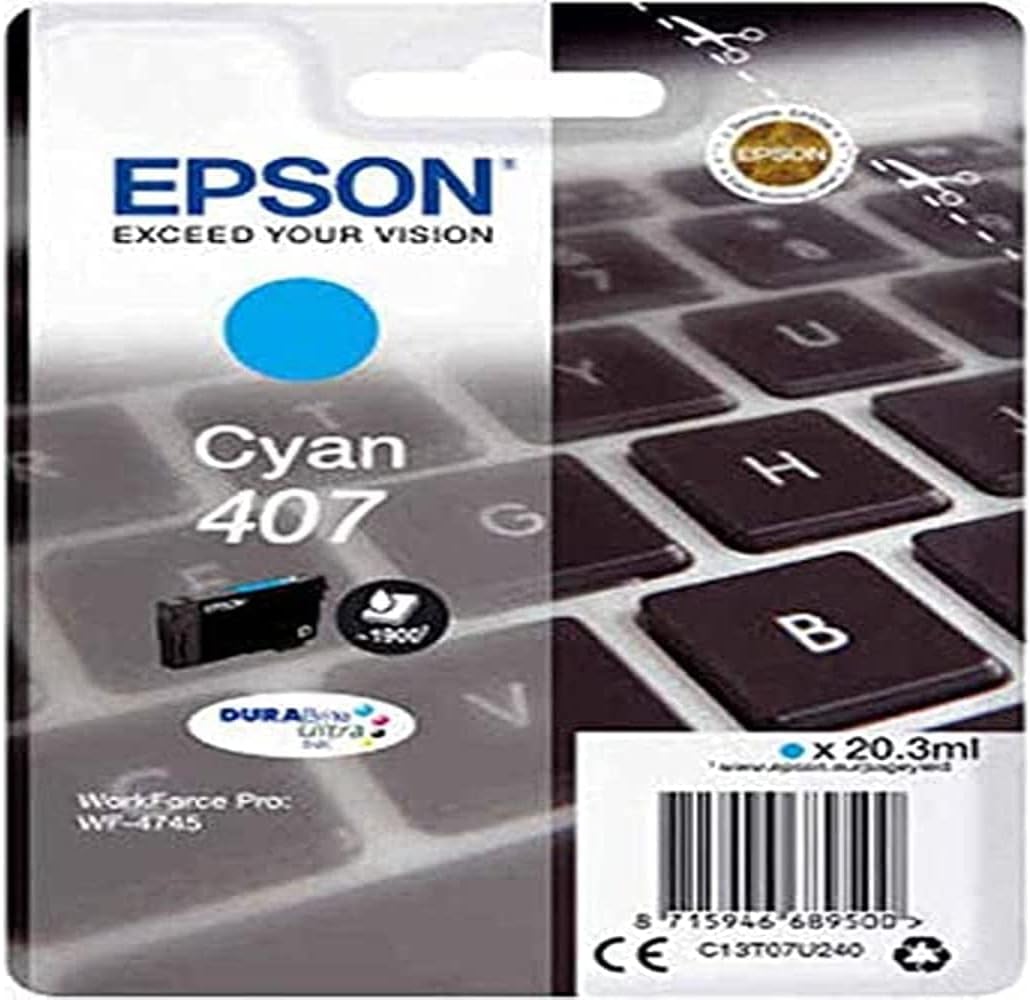 Tinteiro Epson 407 Cyan Alta Capacidade Original