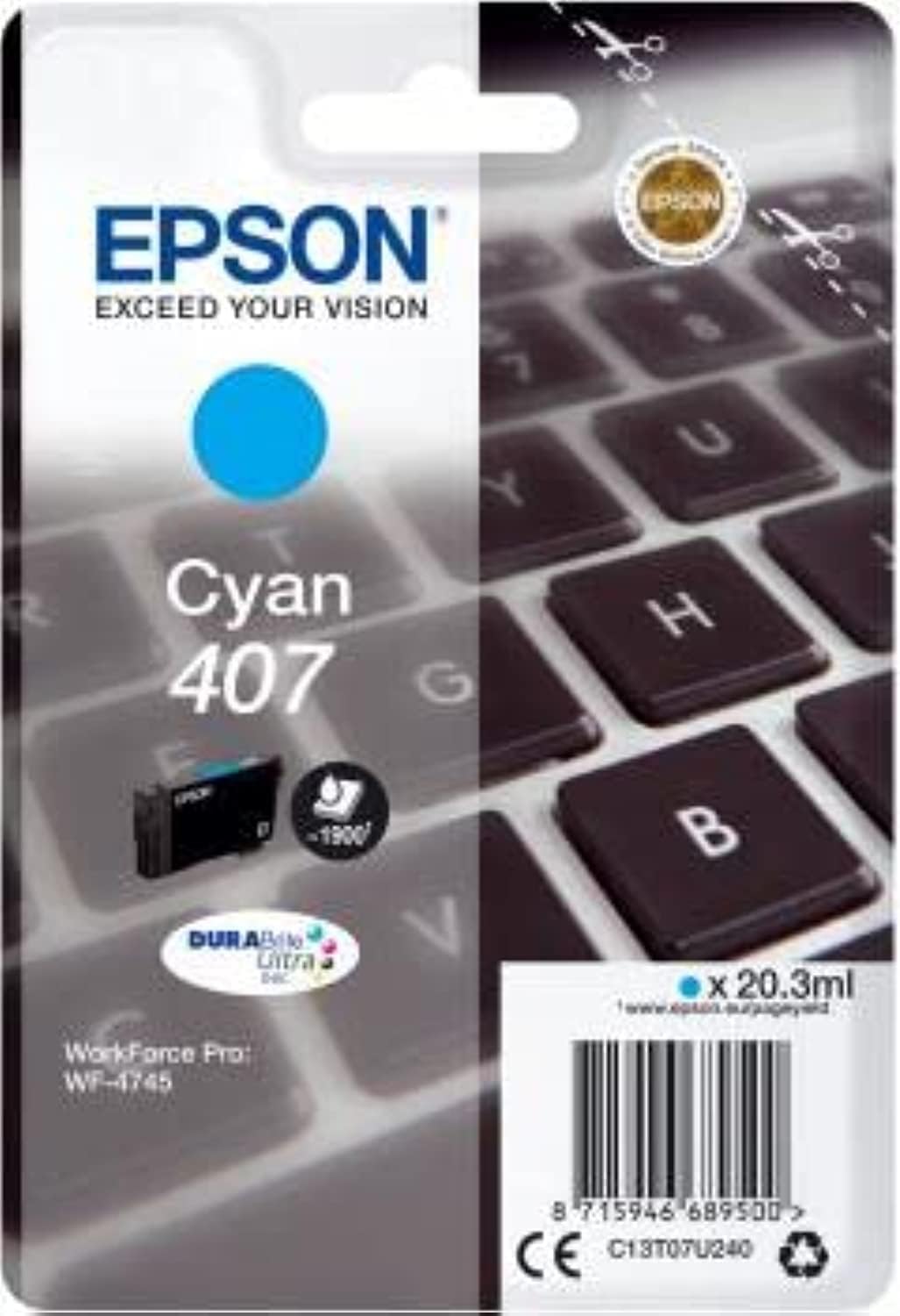 Tinteiro Epson 407 Cyan Alta Capacidade Original - Imagem 3