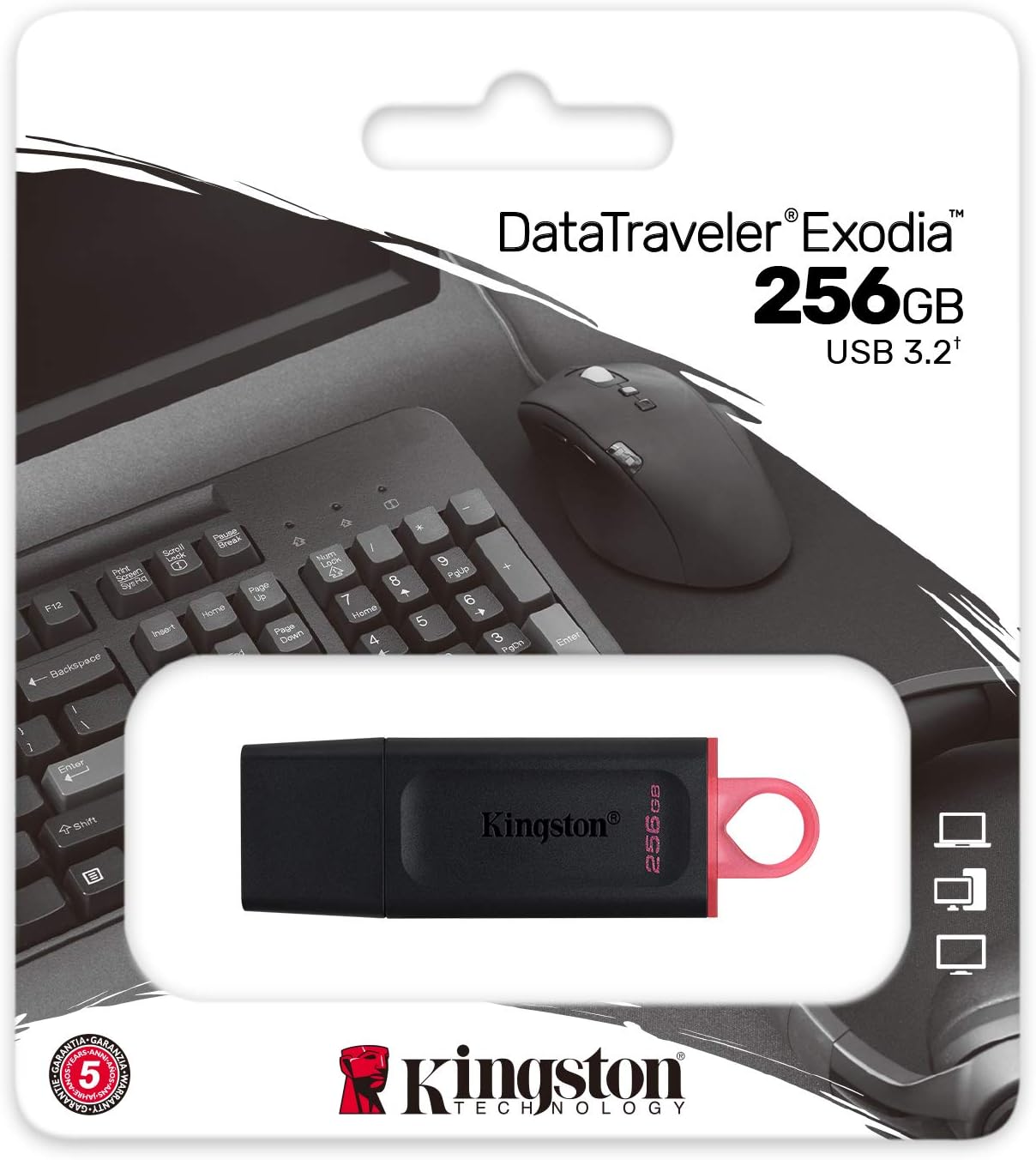 Pen Drive Kingston DataTraveler Exodia 256 GB USB 3.2 Preto Rosa - Imagem 3