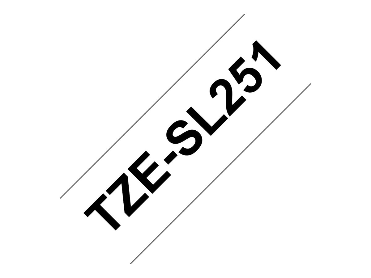 Fita Laminada Brother TZeSL251 Preto Branco 24mm x 8m - Imagem 3