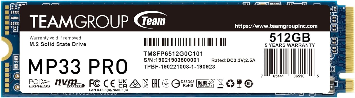 SSD Team Group MP33 Pro 512 GB M.2 NVMe - Imagem 1