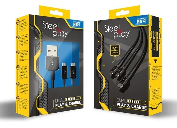 Cabo de Carregamento e Dados Lexip X Steelplay Dual Play & Charge 3m Preto PS4 - Imagem 3