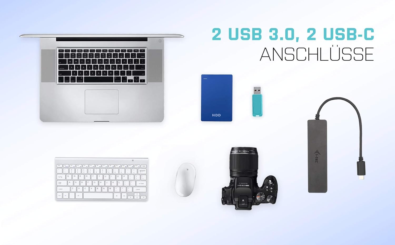 Concentrador USB i-Tec 4 Portas (2x USB, 2x USB-C) Secretária - Imagem 7