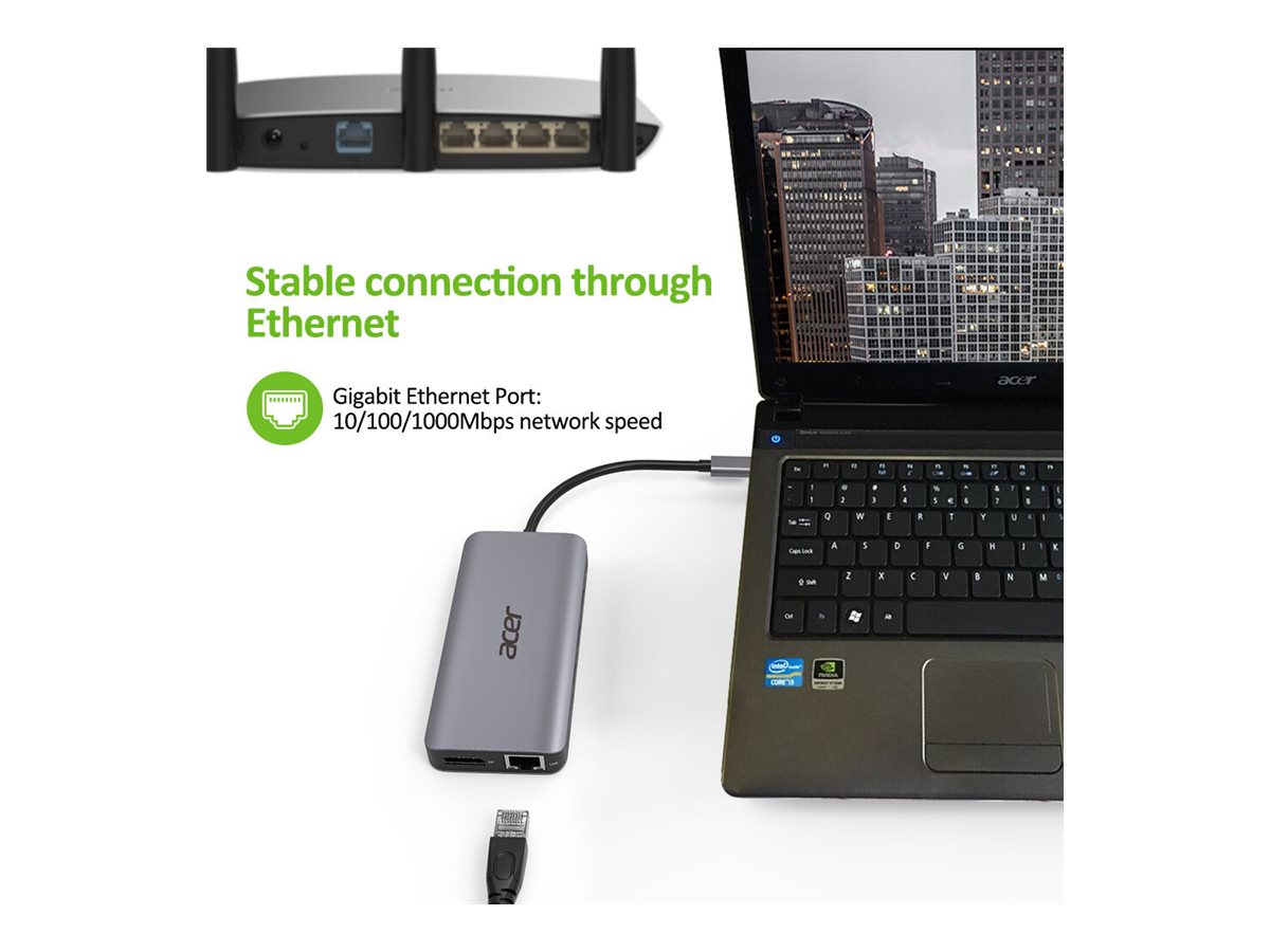 Adaptador USB-C Acer 12-em-1 HDMI e Rede - Imagem 11