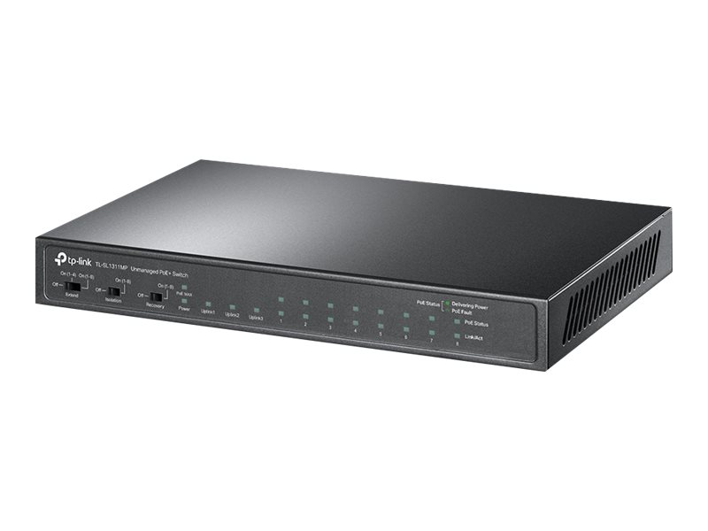 Switch PoE TP-LINK TL-SL1311MP 8 Portas 10/100 PoE+ 2 Gigabit Não PoE 1 SFP Slot Orçamento 124W Desktop - Imagem 2